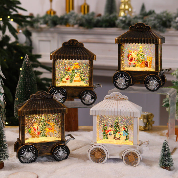 Decorative light lantern with snow globe