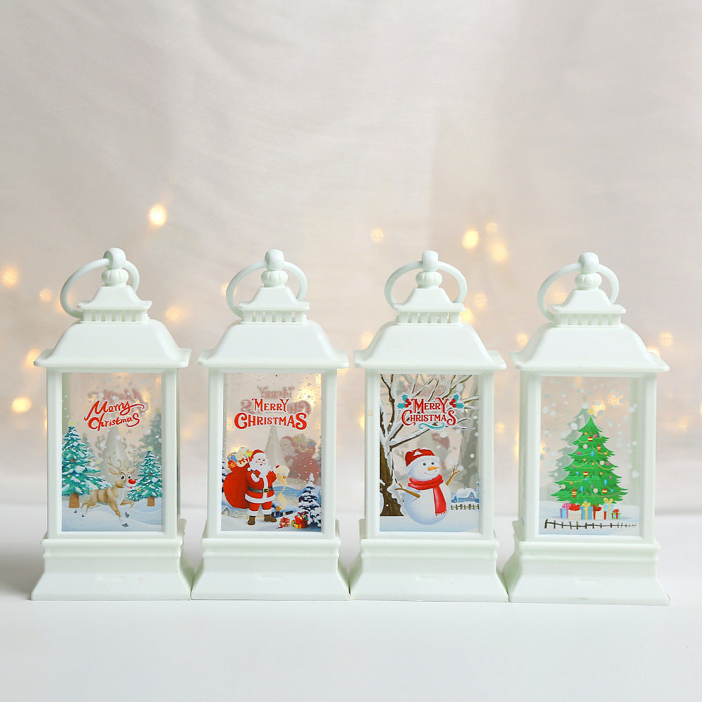 Festive Christmas lantern with snowman motif