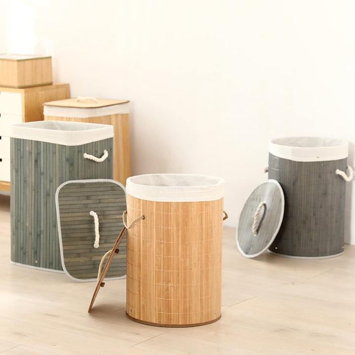 Laundry basket made of natural bamboo by