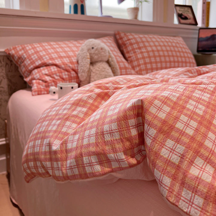Soft Cotton Checkered Duvet Cover Set