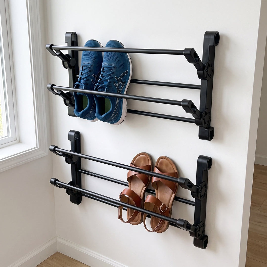 Over-Door Adjustable Two-Tier Angled Shoe Organizer Rack