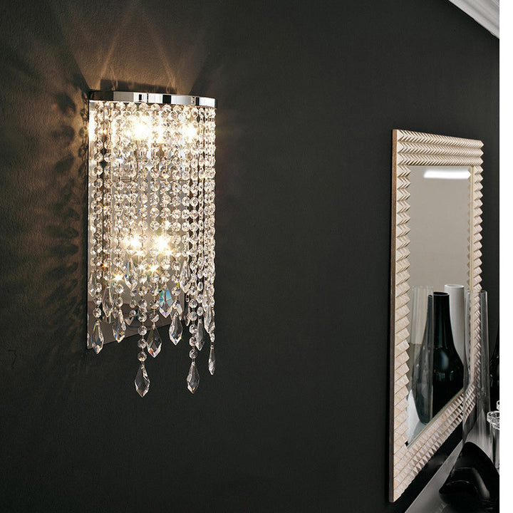 Crystal cascading wall light