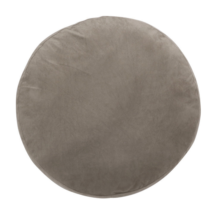 Round seat pouf with soft velvet cover, removable zipper, and shape-stable filling