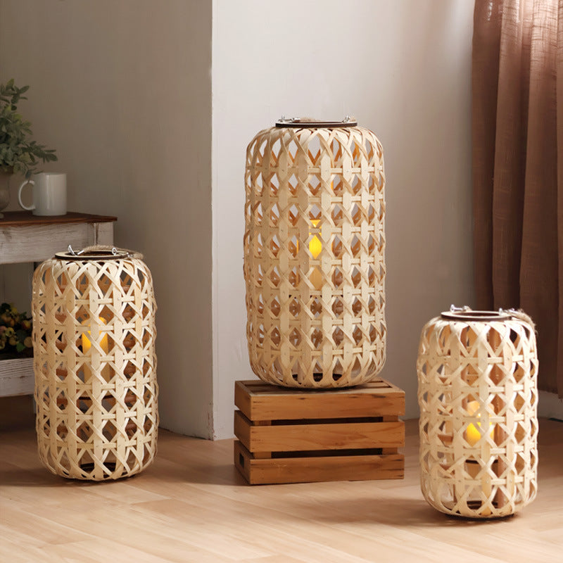 Elegant lantern made of handwoven natural material