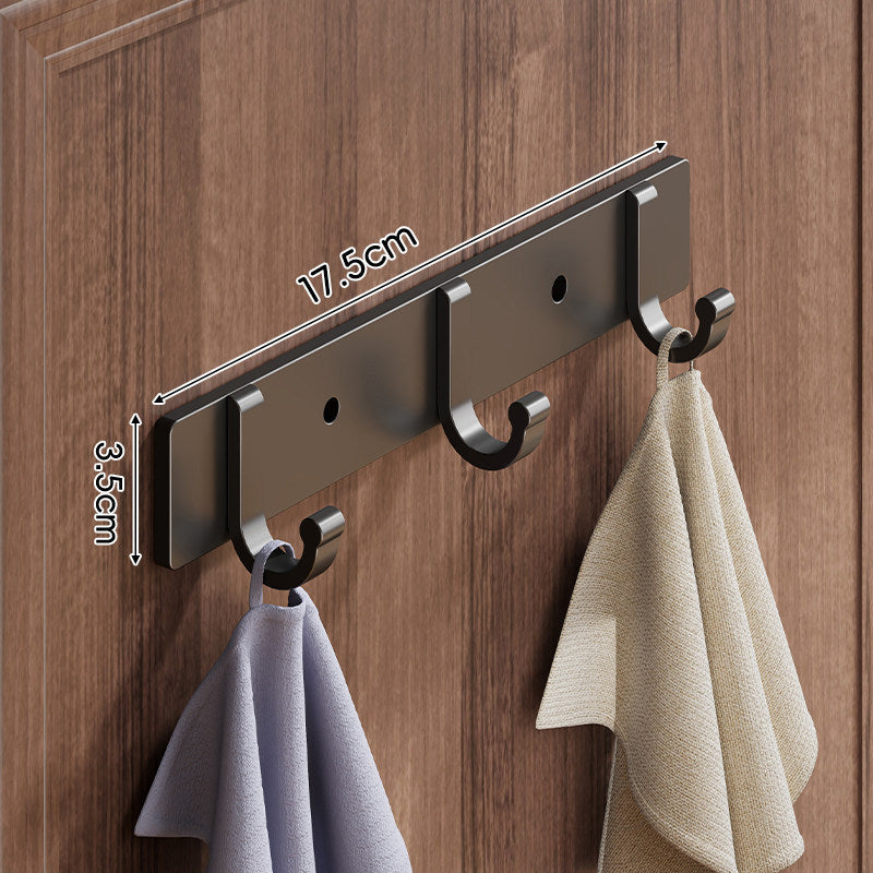 Wall-Mounted Slim Metal Multi-Hook Rack with Curved Hooks and Concealed Mount