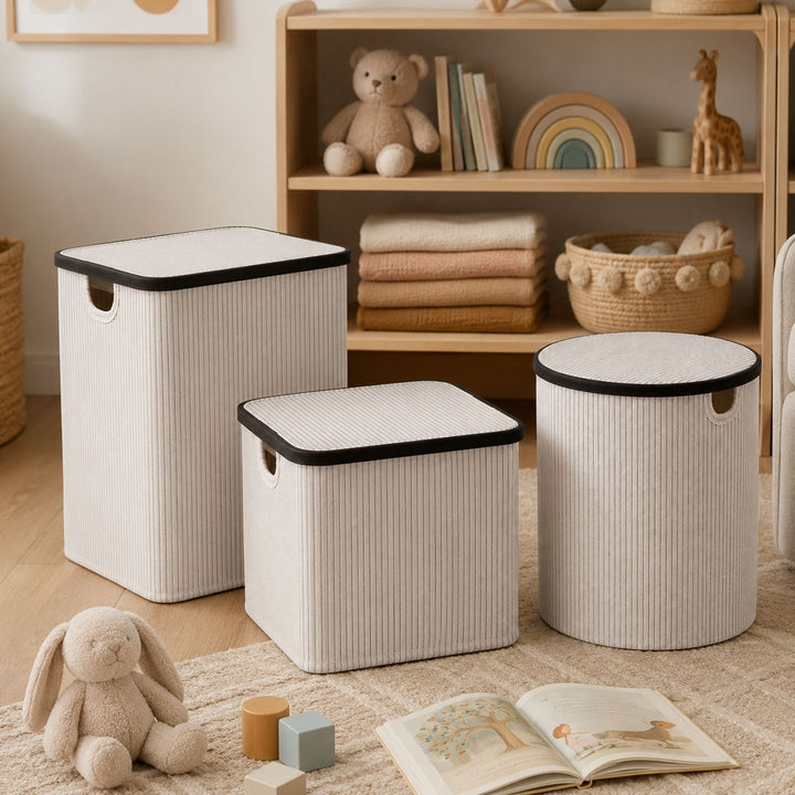 Laundry basket with lid and handles