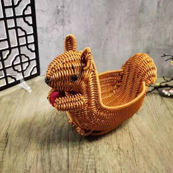 Decorative Woven Dog-Shaped Storage Basket