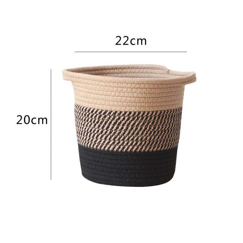 Modern storage basket with gray knit pattern