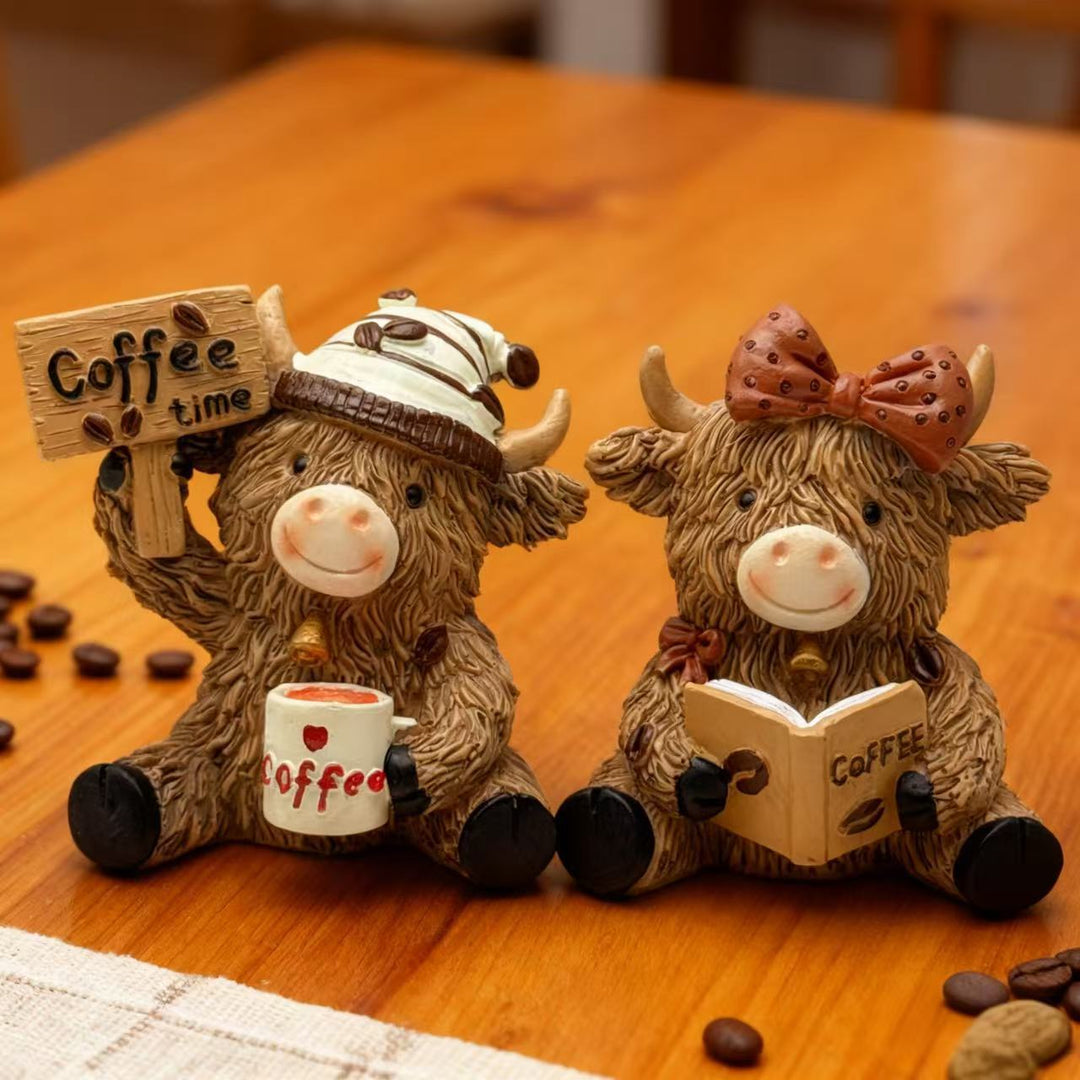 Decorative Highland Cattle Coffee Figure