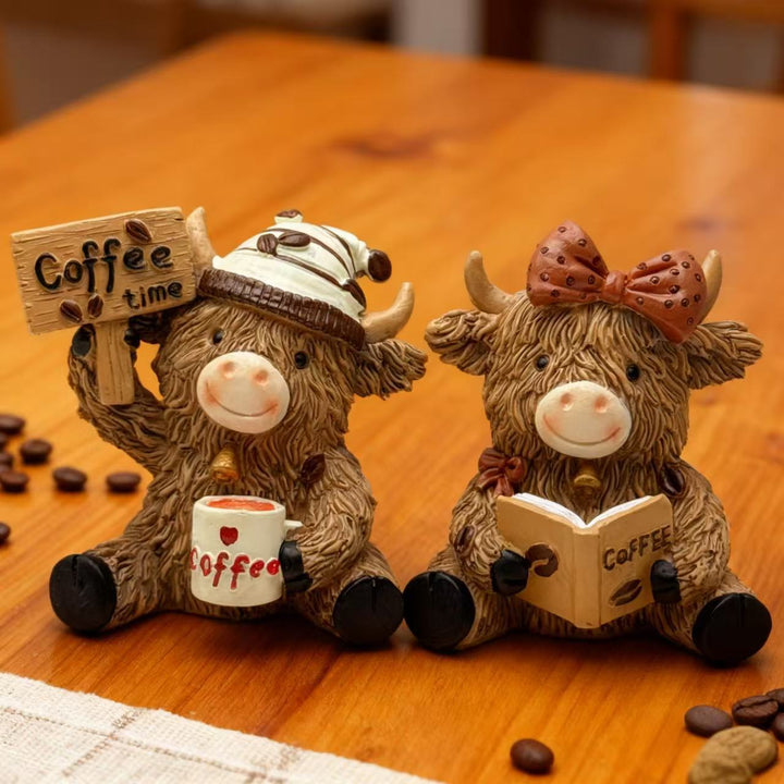 Decorative Highland Cattle Coffee Figure