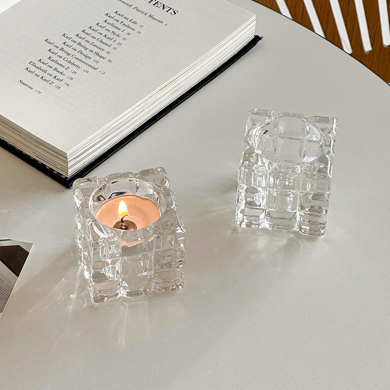 Crystal Glass Candle Holder Set