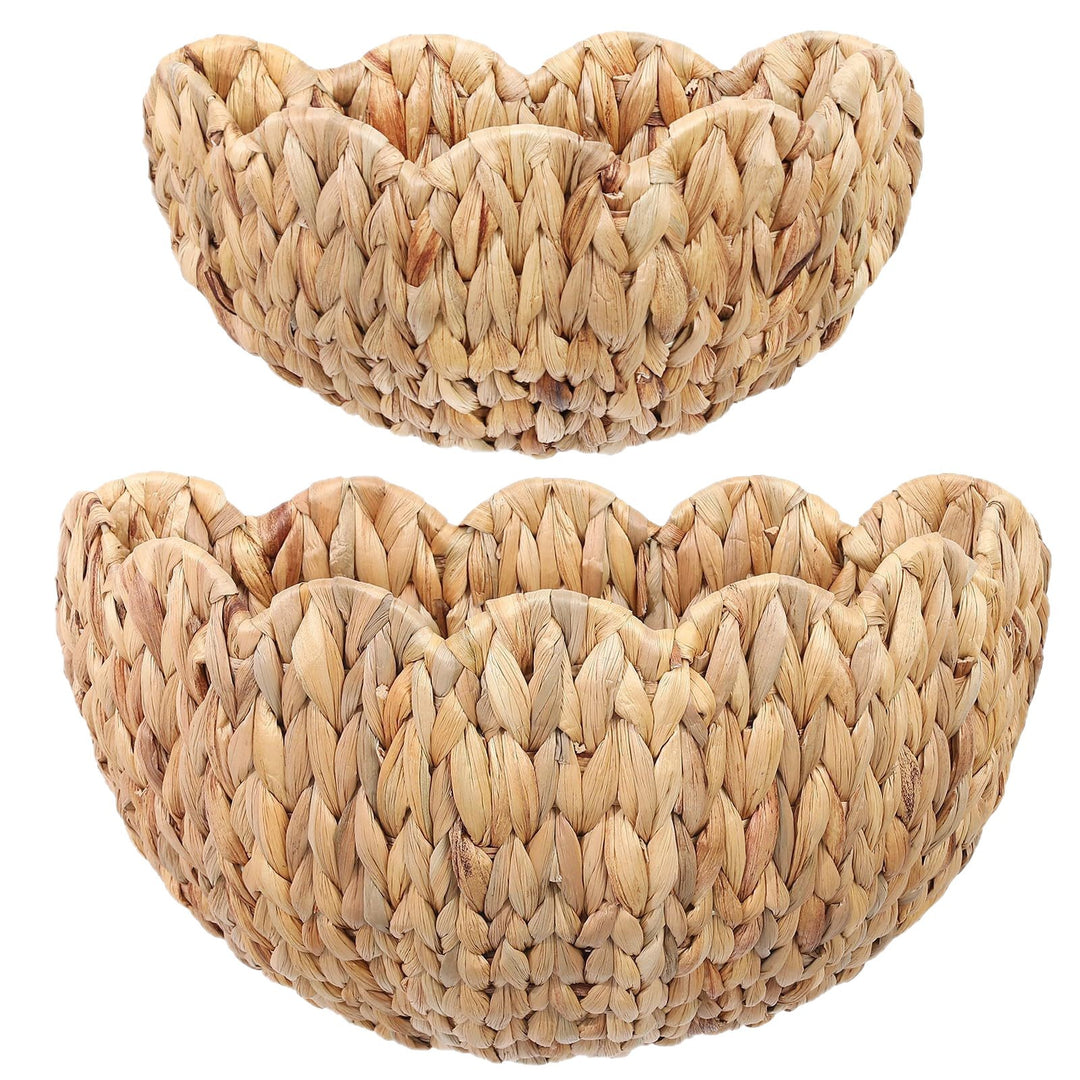 Handwoven decorative basket with wave pattern