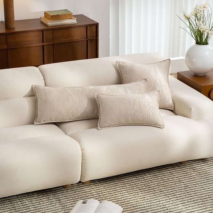 Square velvet cushion cover with fine crinkle texture