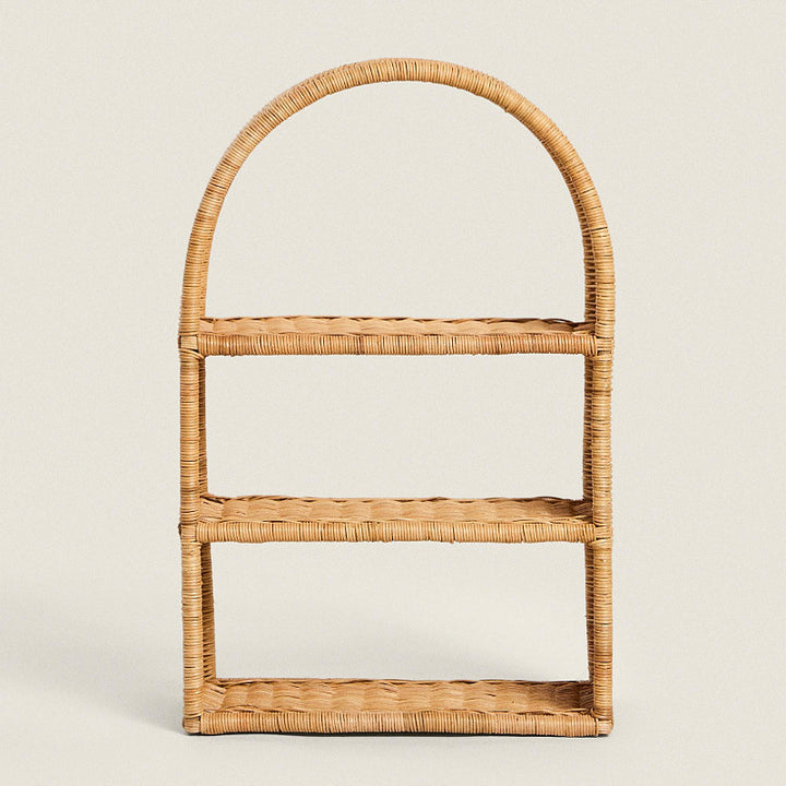 Handmade shelf made of woven rattan