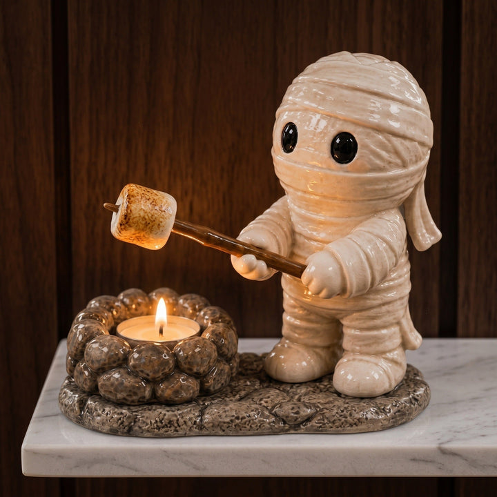Decorative mummy figure with candle holder
