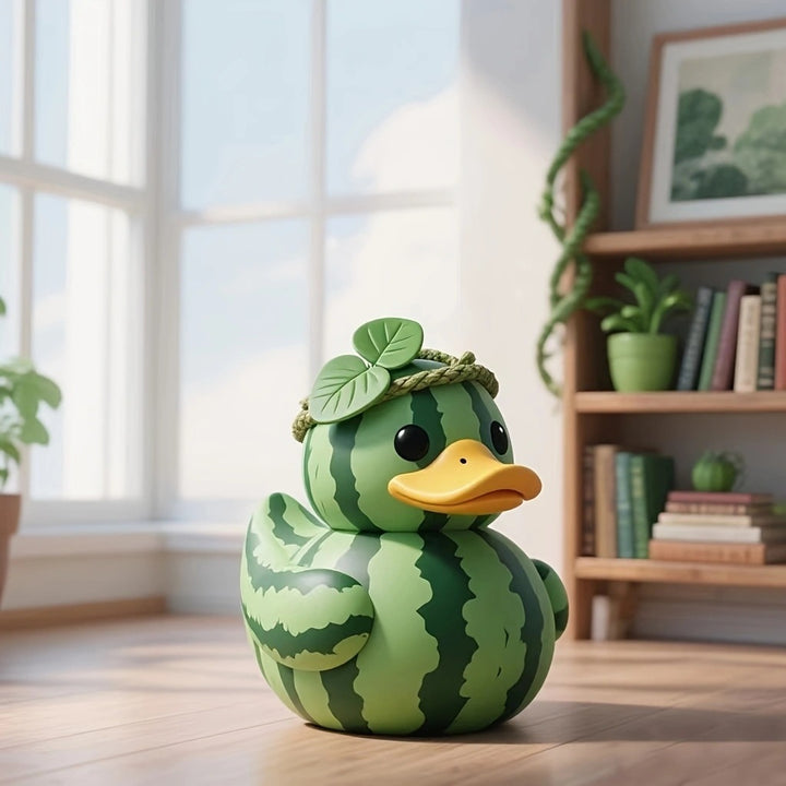 Funny rubber duck with strawberry design