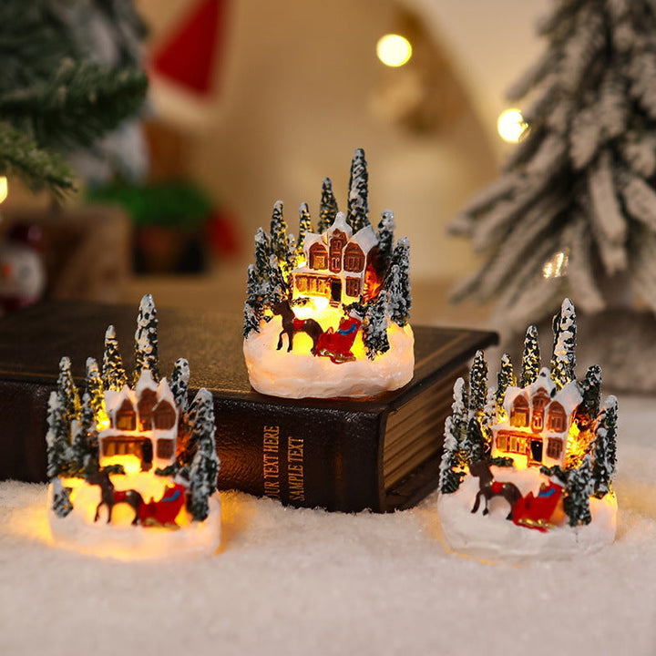 Illuminated Christmas village scene