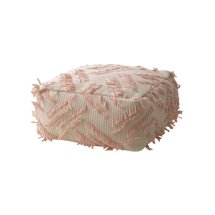 Boho-Pouf floor cushion with textured fringe surface