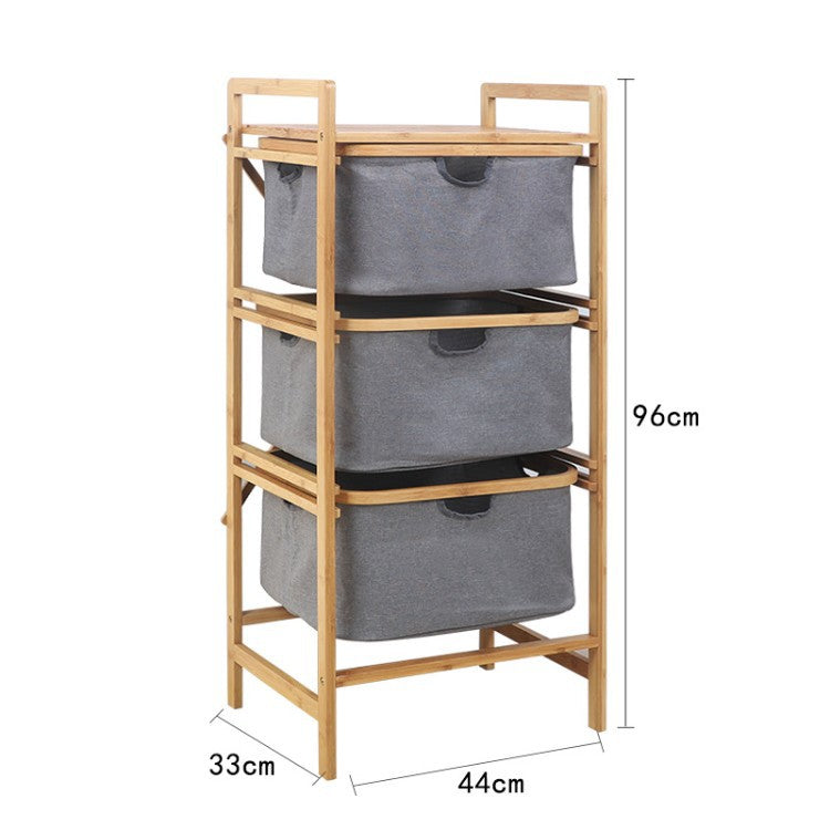 Laundry basket with bamboo frame and fabric insert