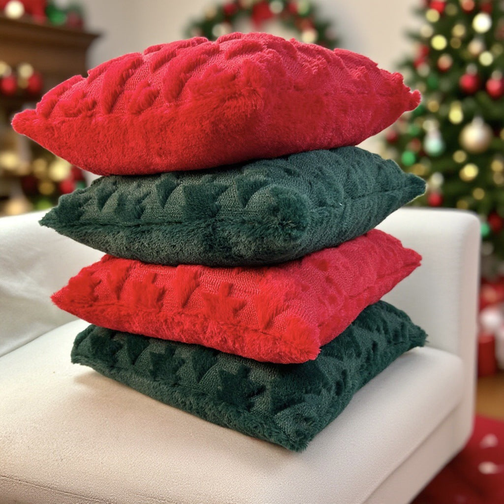 Textured Holiday-Themed Decorative Cushion