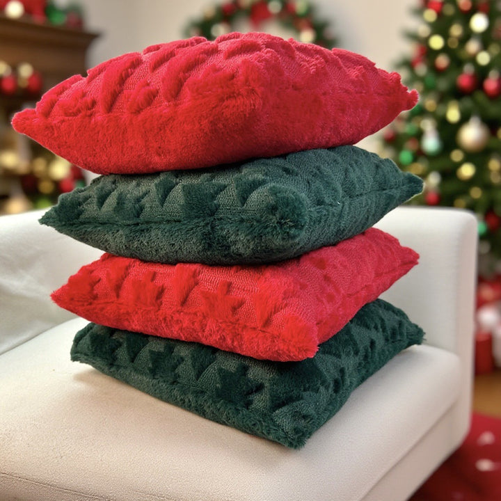 Textured Holiday-Themed Decorative Cushion