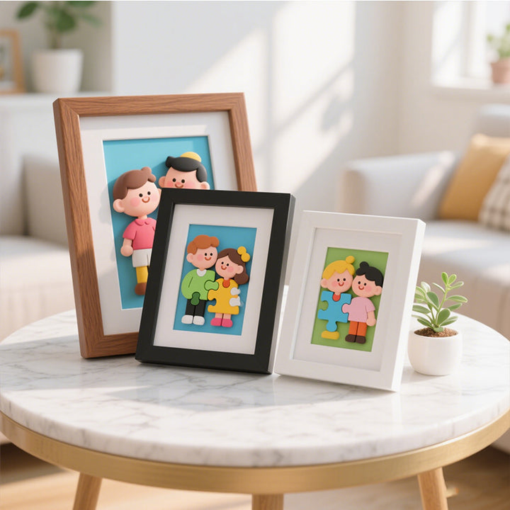 Playful Character Puzzle Frame