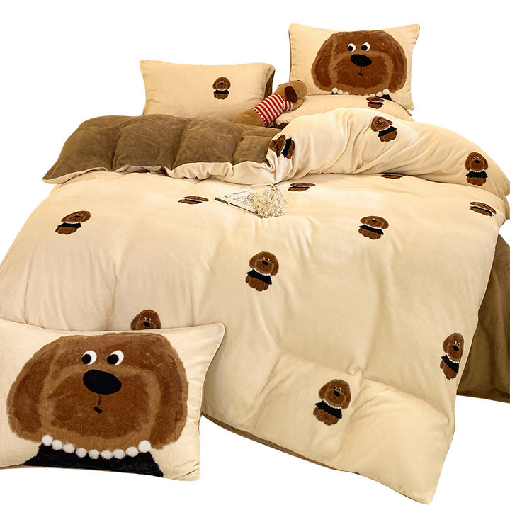 Soft Plush Cartoon-Themed Duvet Cover Set