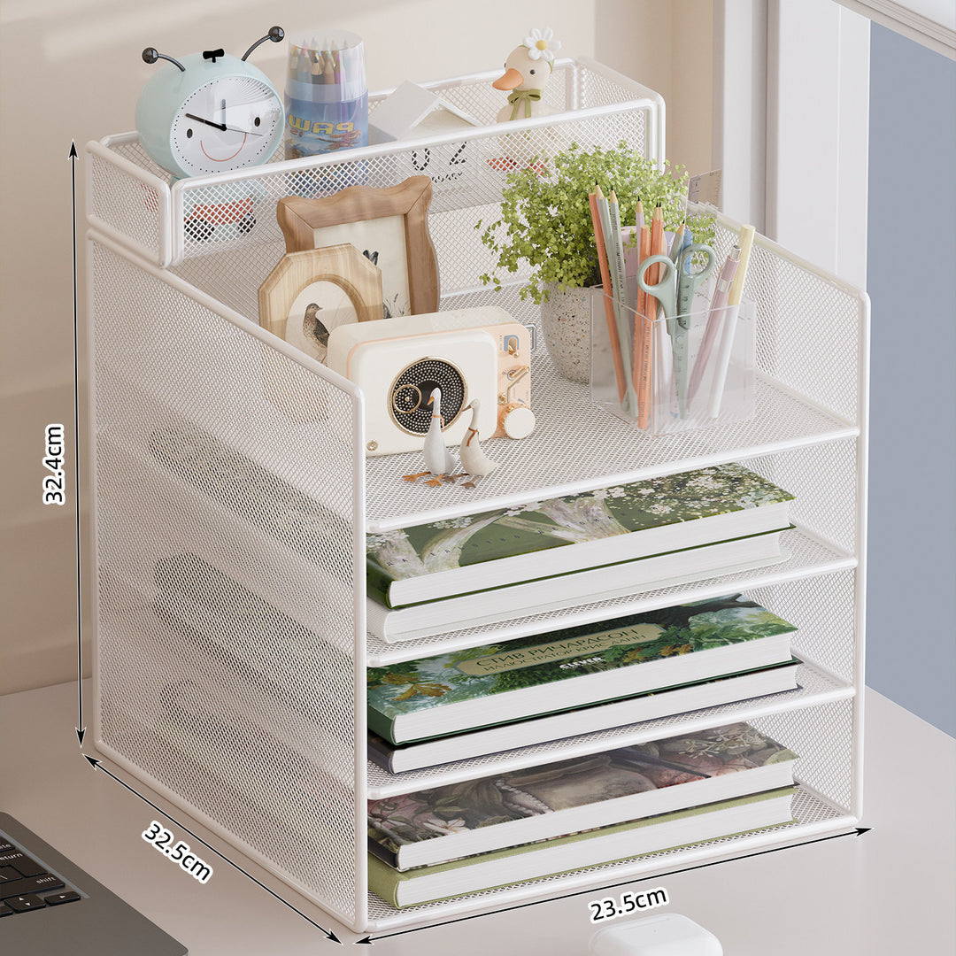 Multi-tier mesh desktop organizer with document holders
