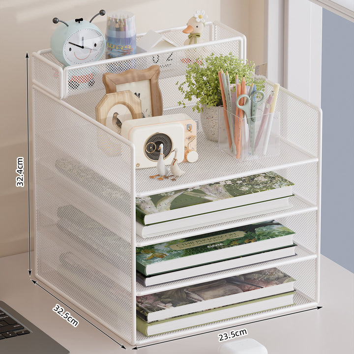 Multi-tier mesh desktop organizer with document holders