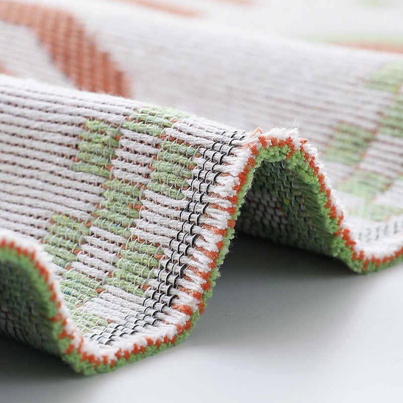 Woven table runner in graphic block stripe design with light cotton texture