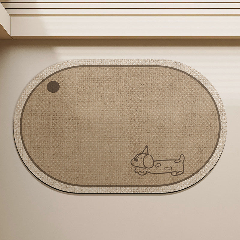 Cartoon Dog-Illustrated Entryway Mat for Home
