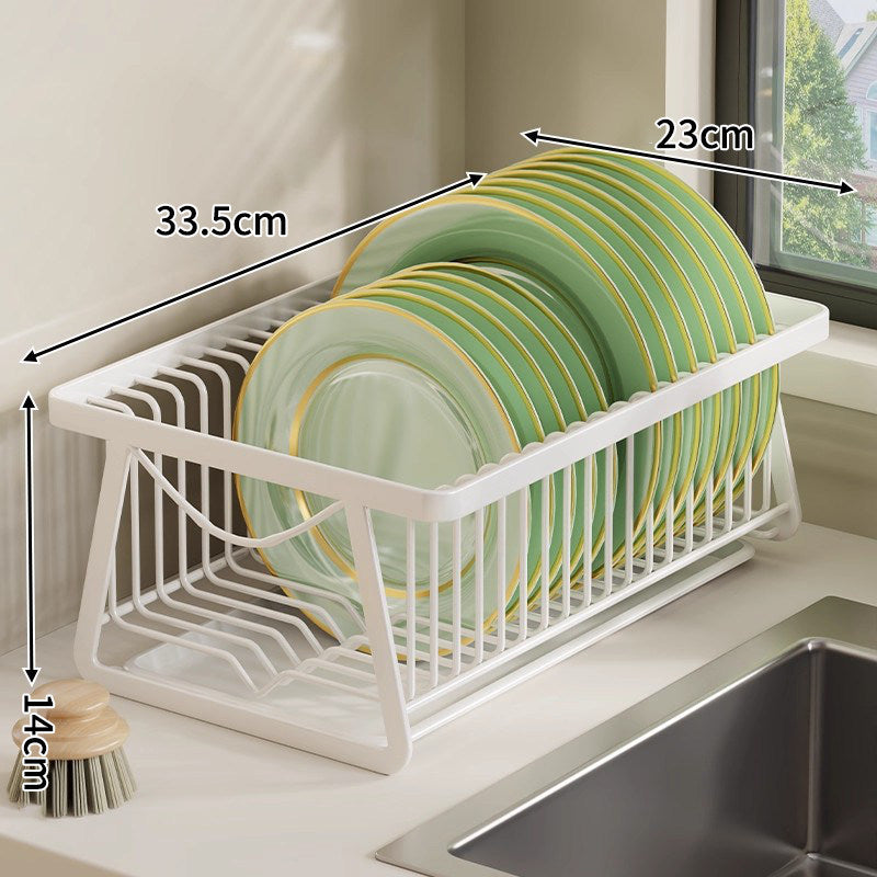 Countertop Plate Drying Rack with Drip Tray and Vertical Slot Organizer