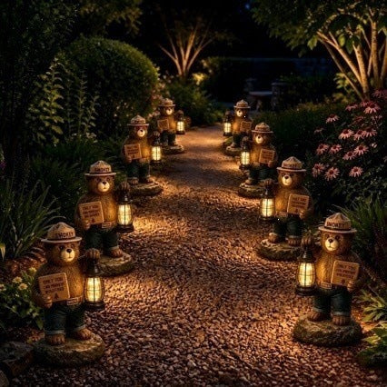 Decorative bear figurine with lantern