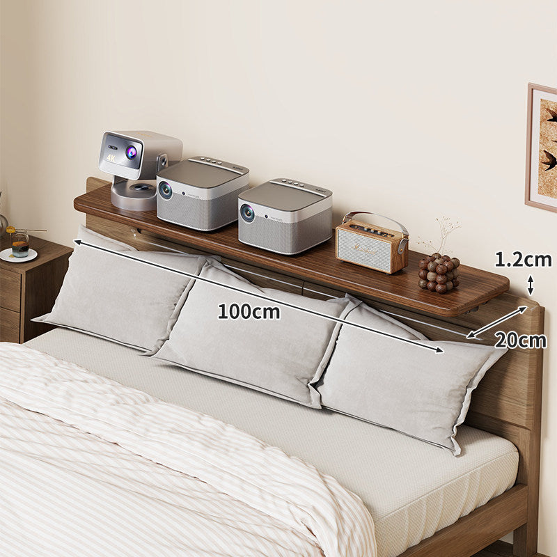 Wall-Mounted Slim Floating Headboard Shelf with Rounded Corners and Concealed Brackets