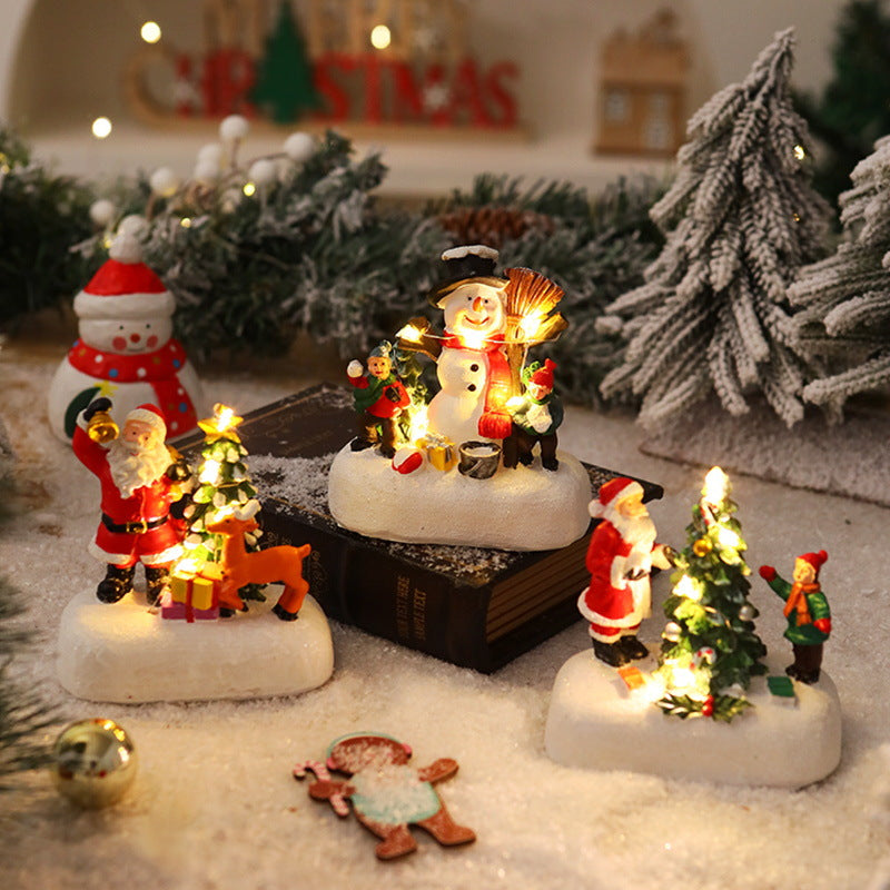 Illuminated Christmas figure with Christmas tree