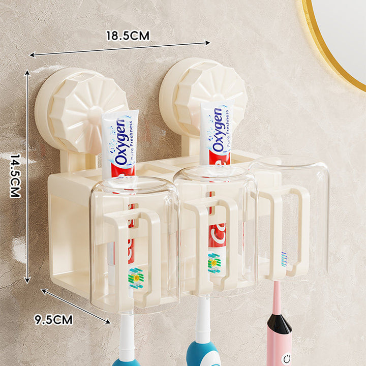 Wall-Mounted Toothbrush and Toothpaste Dispenser Organizer with Protective Covers