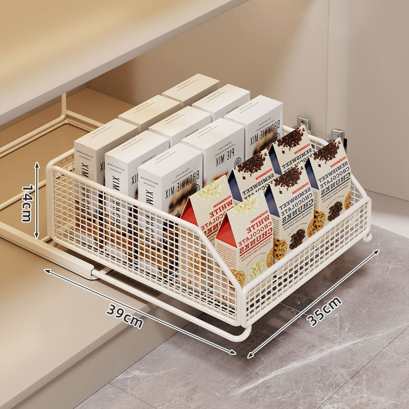 Pull-Out Mesh Pantry Drawer Organizer for Kitchen Cabinets