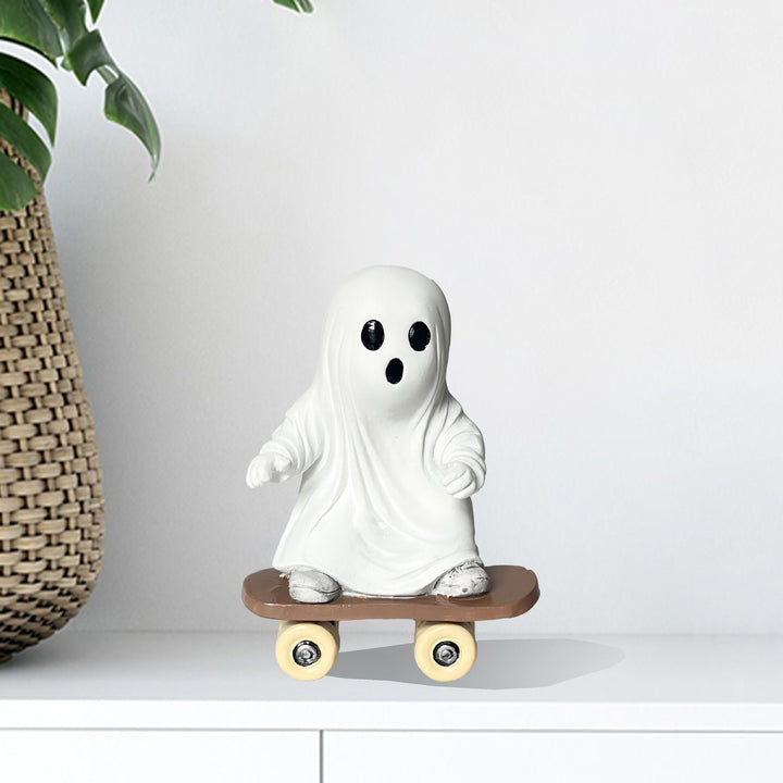 Decorative skateboard ghost figure