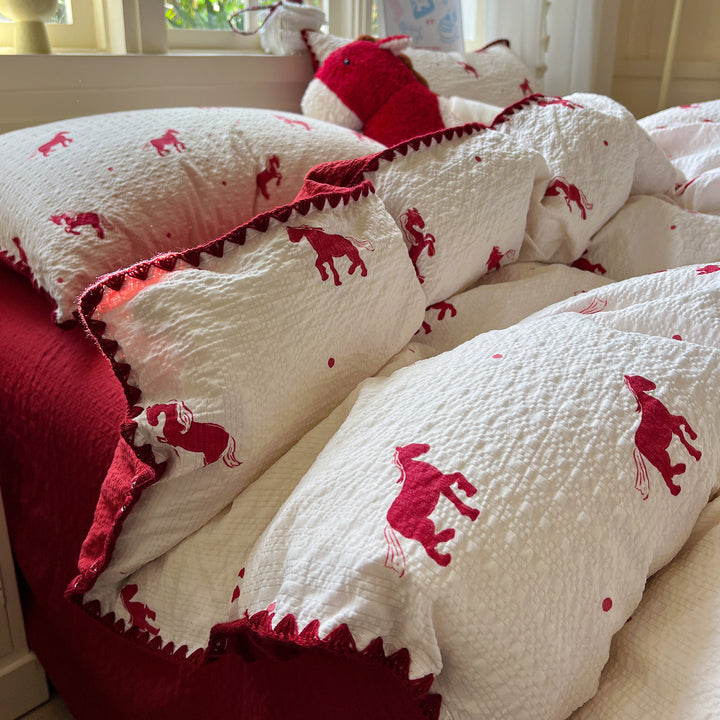 Playfully Embroidered Quilt Cover Set