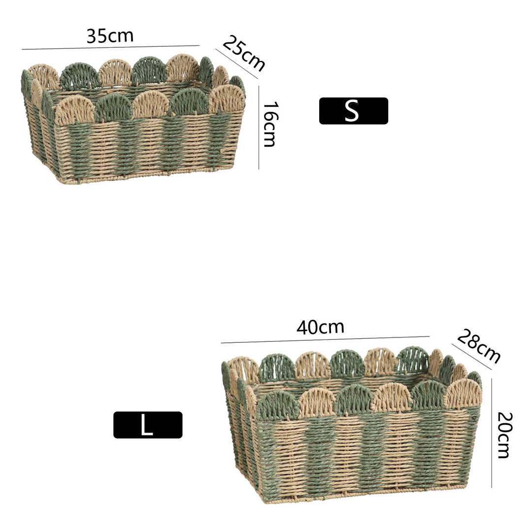 Decorative storage basket made of woven material