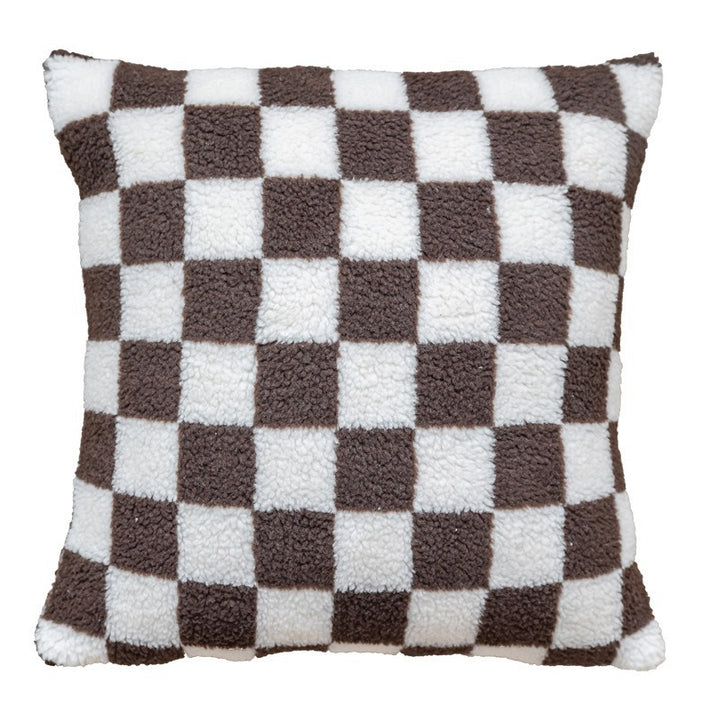 Plush Checkerboard Throw Pillow