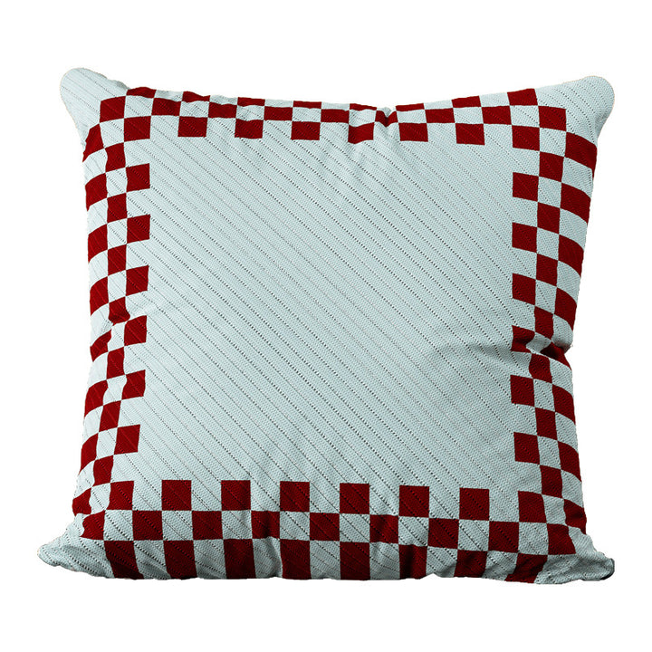 Decorative Square Cushion Cover with Grid Quilting, Contrast Piped Edge and Laced Side Detail