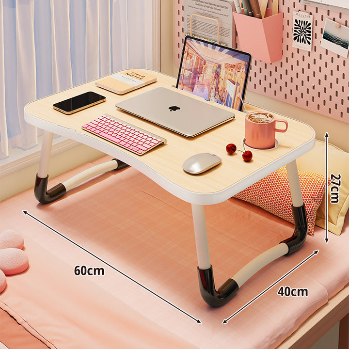 Foldable Portable Bed Laptop Table with Rounded MDF Top and Locking Folding Legs