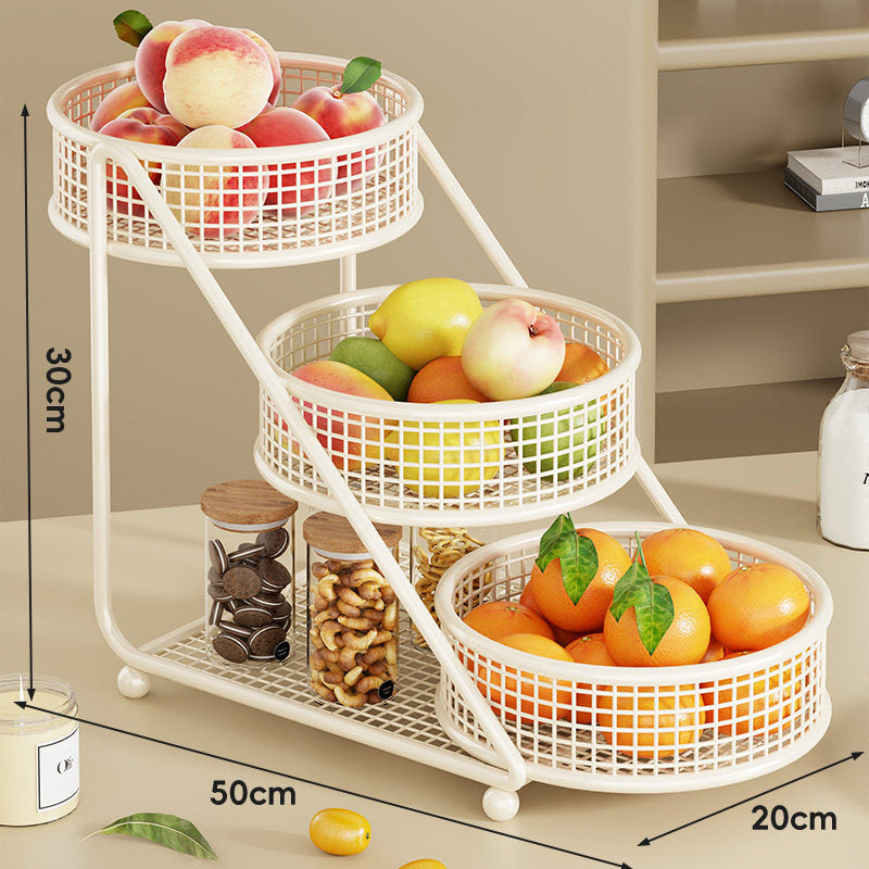 Three-Tier Angled Metal Mesh Countertop Fruit and Produce Organizer