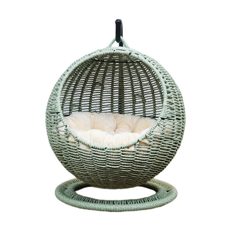 Hanging chair made of rattan with comfortable cushion