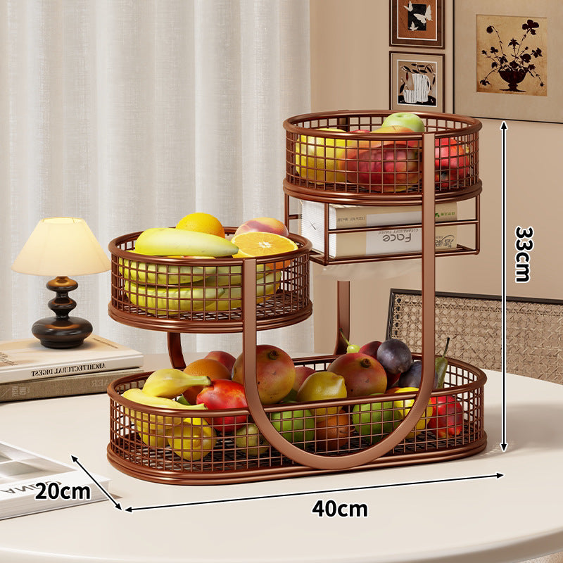 Three-Tier Metal Mesh Countertop Fruit & Produce Display Stand