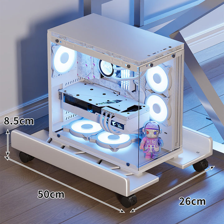 Mobile Desktop PC Tower Rolling Stand with Raised Anti-Slip Platform and Locking Swivel Casters