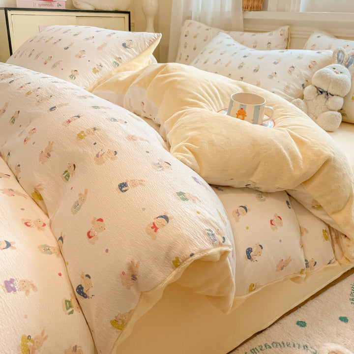 Playful Cartoon Print Duvet Cover Set