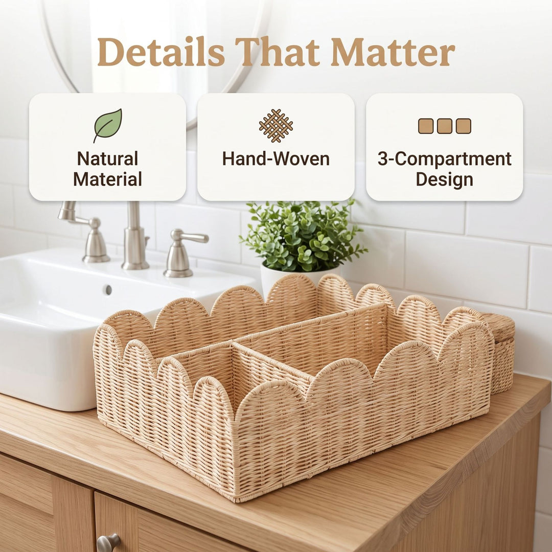Stylish organizer basket with wavy edge