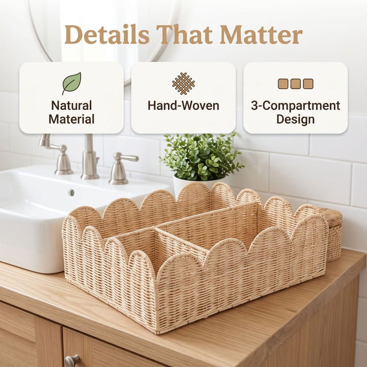 Stylish organizer basket with wavy edge